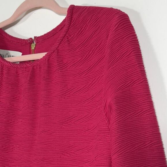 Sara Campbell Sheath Mini Dress Womens Sz L Fuchsia Stretch Long Sleeves - Picture 3 of 15